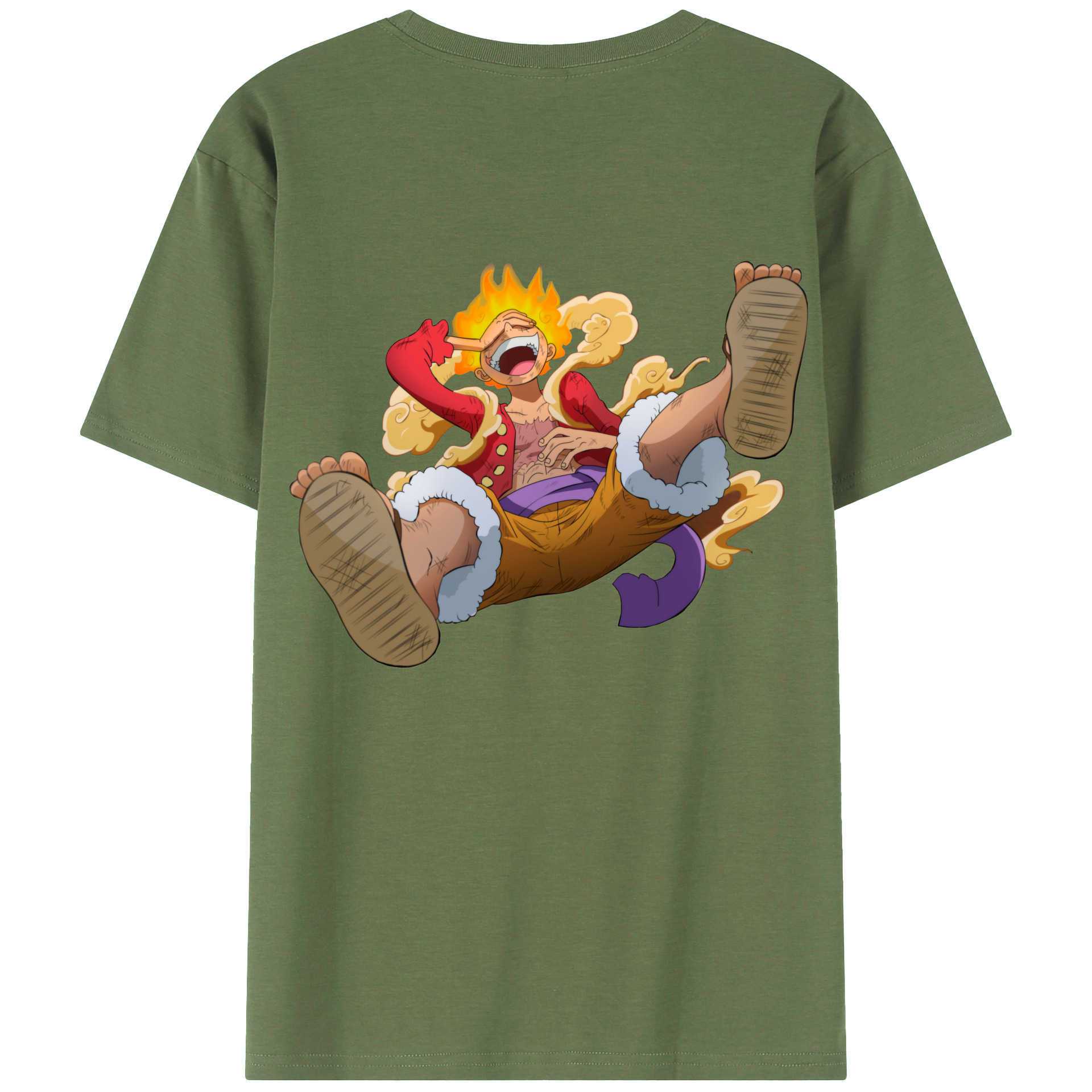 ワンピース モンキー・D・ルフィ ONE PIECE Monkey D. Luffy 綿100％ メンズ半袖Tシャツ（バックプリント） 通気性